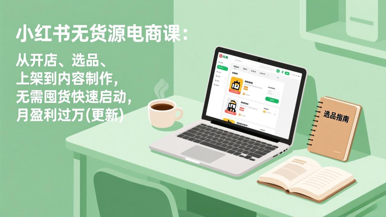 (19512期)小红书无货源电商课(7月更新):从开店、选品、上架到内容制作,无需囤货快速启动,月盈利过万网创吧-网创项目资源站-副业项目-创业项目-搞钱项目网创吧