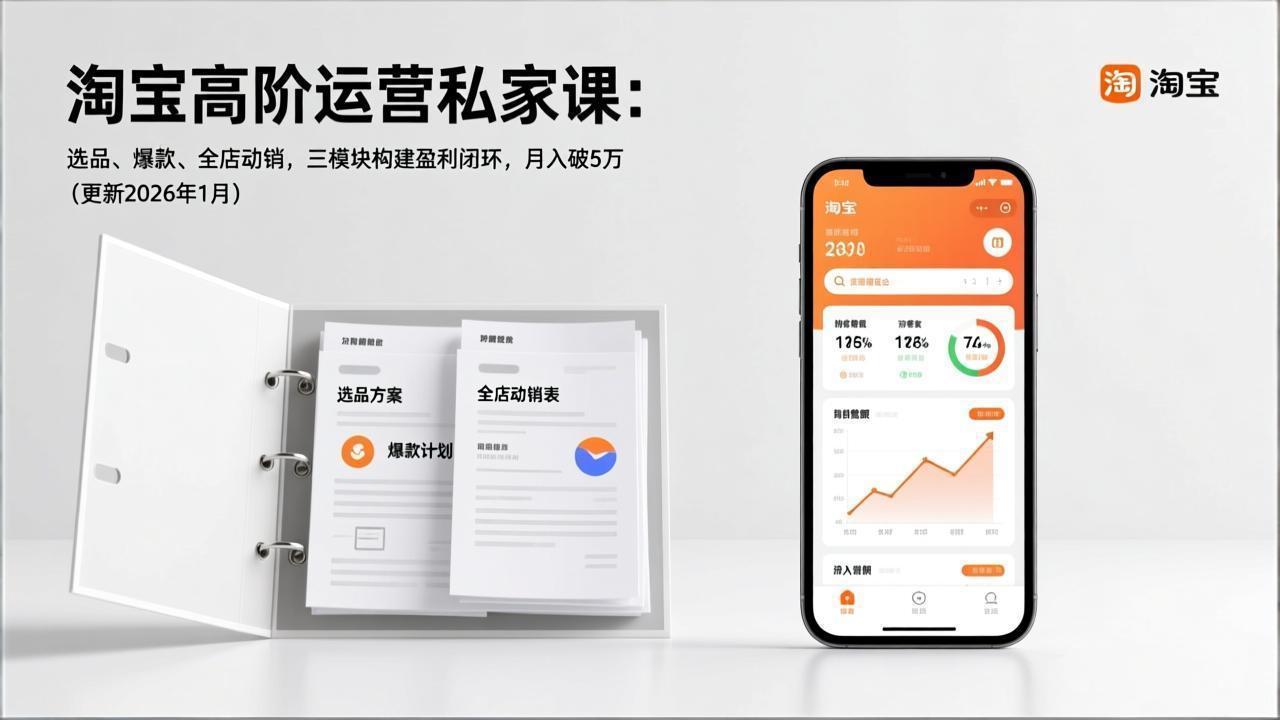 (17280期)淘宝高阶运营私家课:选品、爆款、全店动销,三模块构建盈利闭环,月入破5万(更新26年1月)网创吧-网创项目资源站-副业项目-创业项目-搞钱项目网创吧