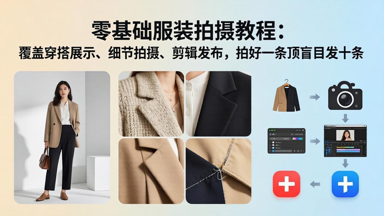（17829期）零基础服装拍摄教程：覆盖穿搭展示、细节拍摄、剪辑发布，拍好一条顶盲目发十条网创吧-网创项目资源站-副业项目-创业项目-搞钱项目网创吧