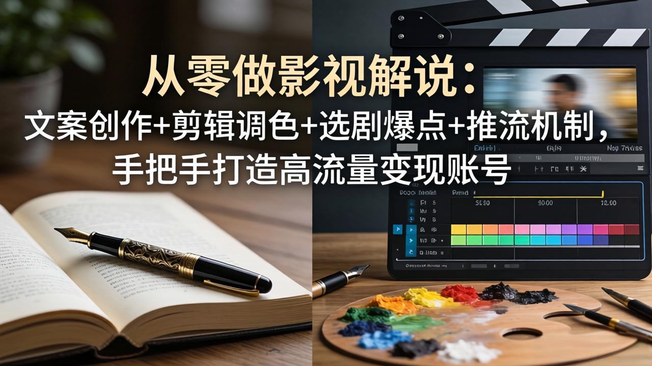 (17972期)从零做影视解说:文案创作+剪辑调色+选剧爆点+推流机制,手把手打造高流量变现账号网创吧-网创项目资源站-副业项目-创业项目-搞钱项目网创吧