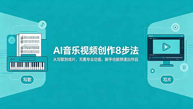 （18340期）AI音乐视频创作8步法：从写歌到成片，无需专业功底，新手也能快速出作品网创吧-网创项目资源站-副业项目-创业项目-搞钱项目网创吧