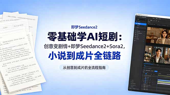 (18537期)零基础学AI短剧:创意变剧情+即梦Seedance2+Sora2,小说到成片全链路网创吧-网创项目资源站-副业项目-创业项目-搞钱项目网创吧