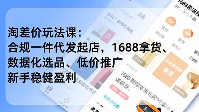 (17974期)淘差价玩法课:合规一件代发起店,1688拿货、数据化选品、低价推广,新手稳健盈利(更新4月)网创吧-网创项目资源站-副业项目-创业项目-搞钱项目网创吧