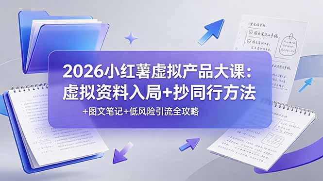 (19035期)2026小红薯虚拟产品大课:虚拟资料入局+抄同行方法+图文笔记+低风险引流全攻略网创吧-网创项目资源站-副业项目-创业项目-搞钱项目网创吧
