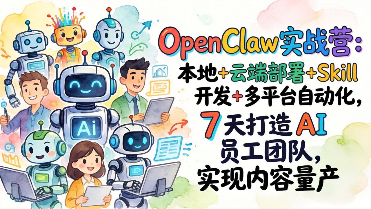 (17673期)OpenClaw实战营-更新:本地+云端部署+Skill开发+多平台自动化,7天打造AI员工团队+实现内容量产网创吧-网创项目资源站-副业项目-创业项目-搞钱项目网创吧