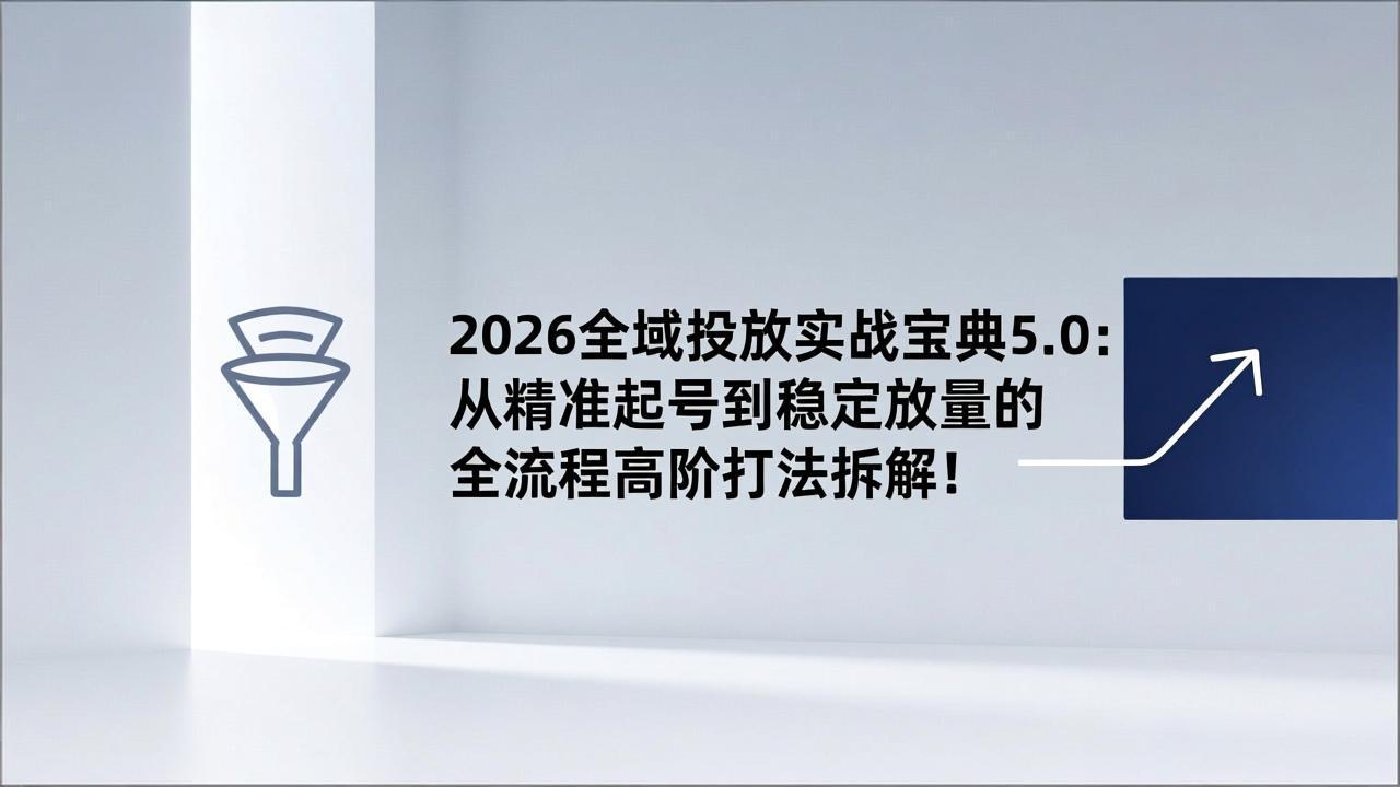 (17156期)2026全域投放实战宝典5.0:从精准起号到稳定放量的全流程高阶打法拆解!网创吧-网创项目资源站-副业项目-创业项目-搞钱项目网创吧