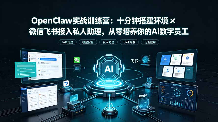 (19287期)OpenClaw实战特训营:十分钟搭建环境×微信飞书接入私人助理,从零培养你的AI数字员工网创吧-网创项目资源站-副业项目-创业项目-搞钱项目网创吧
