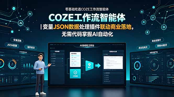 (19243期)零基础吃透COZE工作流智能体|变量JSON数据处理插件联动商业落地,无需代码掌握AI自动化网创吧-网创项目资源站-副业项目-创业项目-搞钱项目网创吧