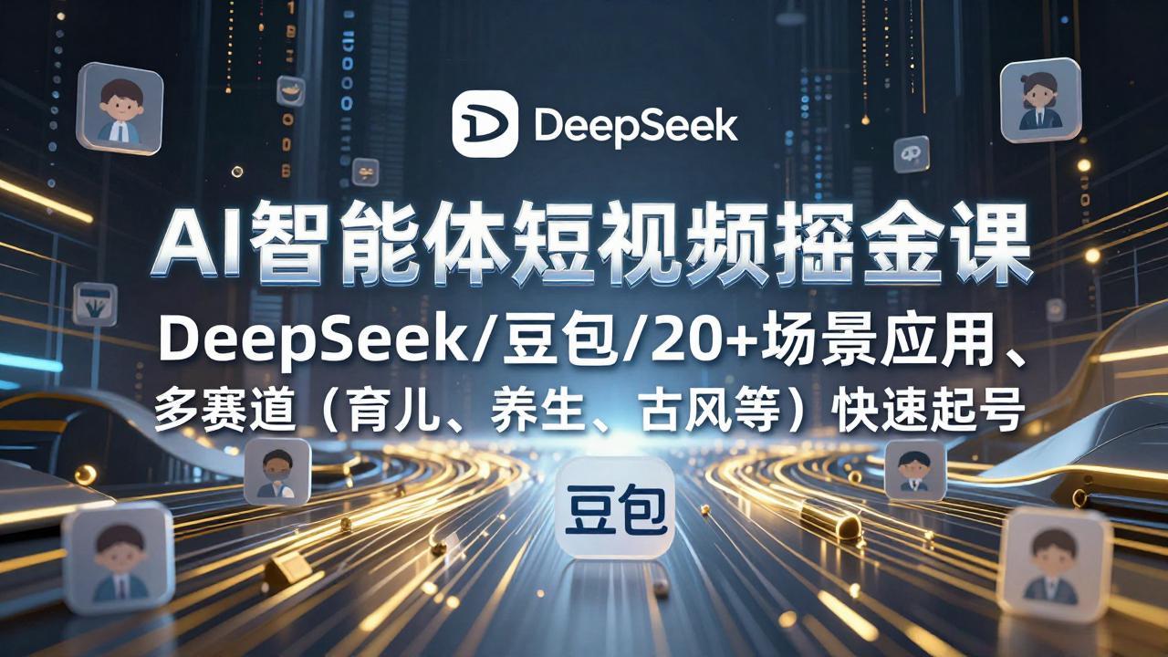 (17365期)AI智能体短视频掘金课,DeepSeek/豆包/20+场景应用、多赛道(育儿、养生、古风等)快速起号网创吧-网创项目资源站-副业项目-创业项目-搞钱项目网创吧