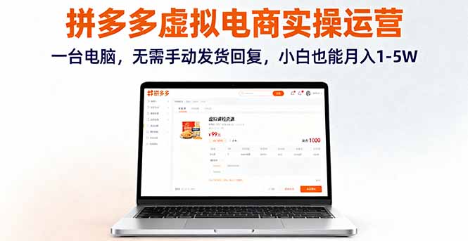 (16138期)拼多多虚拟电商实操运营,一台电脑,无需手动发货回复,小白也能月入1-5W网创吧-网创项目资源站-副业项目-创业项目-搞钱项目网创吧