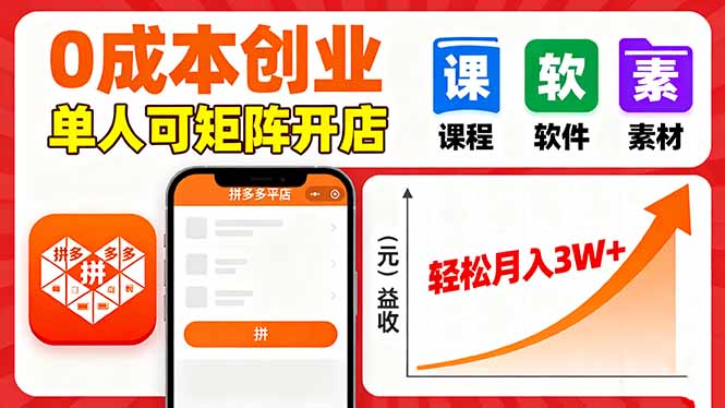 (16047期)拼多多虚拟电商,0成本,单人可矩阵开店,轻松月入3W+网创吧-网创项目资源站-副业项目-创业项目-搞钱项目网创吧