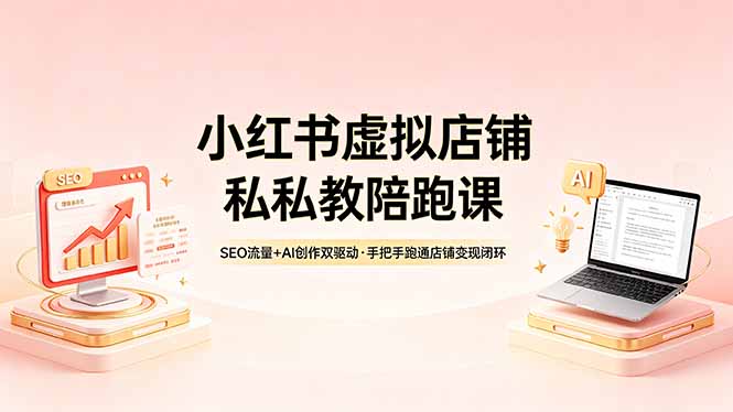(18248期)小红书虚拟店铺私教陪跑课,SEO流量+AI创作双驱动,手把手跑通店铺变现闭环网创吧-网创项目资源站-副业项目-创业项目-搞钱项目网创吧