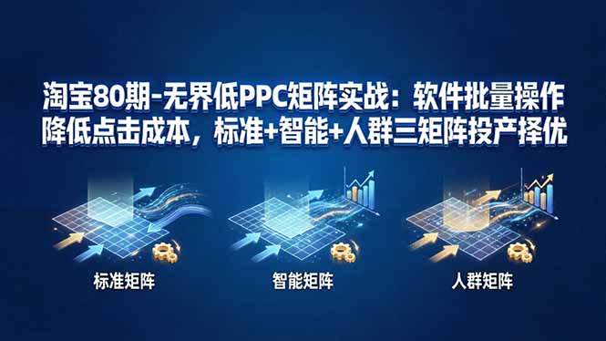 (17987期)淘宝80期-无界低PPC矩阵实战:软件批量操作降低点击成本,标准+智能+人群三矩阵投产择优网创吧-网创项目资源站-副业项目-创业项目-搞钱项目网创吧