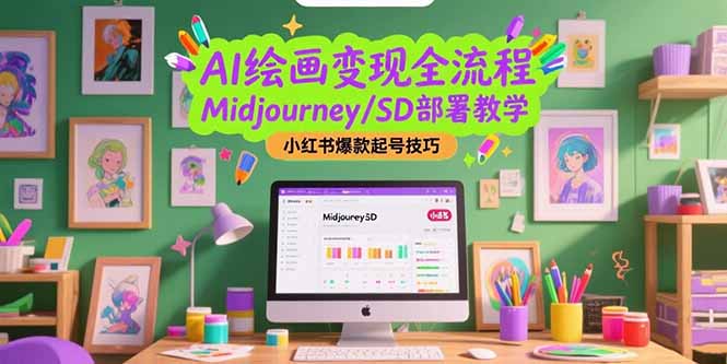 （15324期）AI绘画变现全流程，Midjourney/SD部署教学，小红书爆款起号技巧网创吧-网创项目资源站-副业项目-创业项目-搞钱项目网创吧
