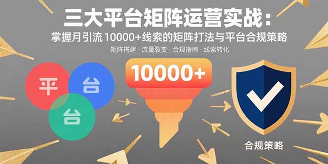 (15841期)三大平台矩阵运营实战:掌握月引流10000+线索的矩阵打法与平台合规策略网创吧-网创项目资源站-副业项目-创业项目-搞钱项目网创吧