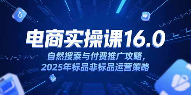 (15262期)淘宝电商运营课16.0,自然搜索与付费推广攻略,2025年标品非标品运营策略网创吧-网创项目资源站-副业项目-创业项目-搞钱项目网创吧