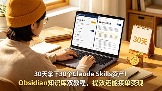 (18886期)30天拿下30个Claude Skills资产!Obsidian知识库双教程,提效还能接单变现网创吧-网创项目资源站-副业项目-创业项目-搞钱项目网创吧
