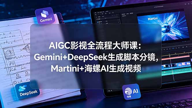 （19008期）AIGC影视全流程大师课：Gemini+DeepSeek生成脚本分镜，Martini+海螺AI生成视频网创吧-网创项目资源站-副业项目-创业项目-搞钱项目网创吧