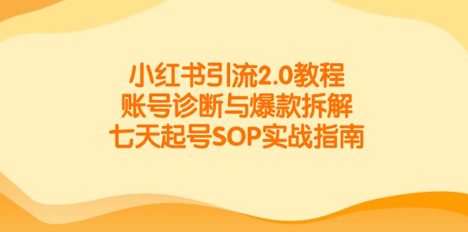 (14981期)小红书引流2.0教程,账号诊断与爆款拆解,七天起号SOP实战指南网创吧-网创项目资源站-副业项目-创业项目-搞钱项目网创吧