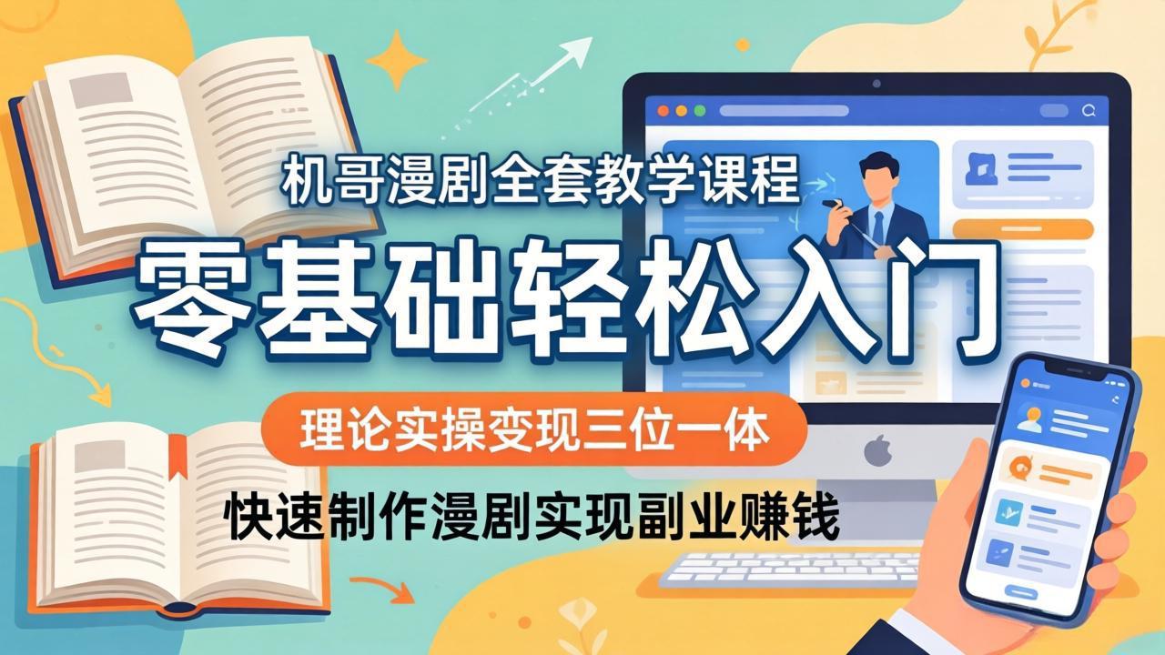 （18168期）机哥漫剧全套教学课程，理论实操变现三位一体，零基础轻松入门，快速制作漫剧实现副业赚钱网创吧-网创项目资源站-副业项目-创业项目-搞钱项目网创吧