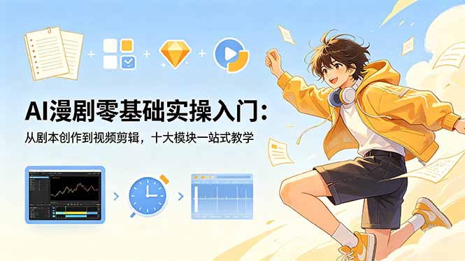 (18812期)AI漫剧零基础实操入门:从剧本创作到视频剪辑,十大模块一站式教学网创吧-网创项目资源站-副业项目-创业项目-搞钱项目网创吧