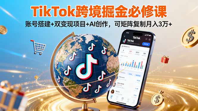 （16003期）TikTo跨境掘金必修课，账号搭建+双变现项目+AI创作，可矩阵复制月入3万+网创吧-网创项目资源站-副业项目-创业项目-搞钱项目网创吧