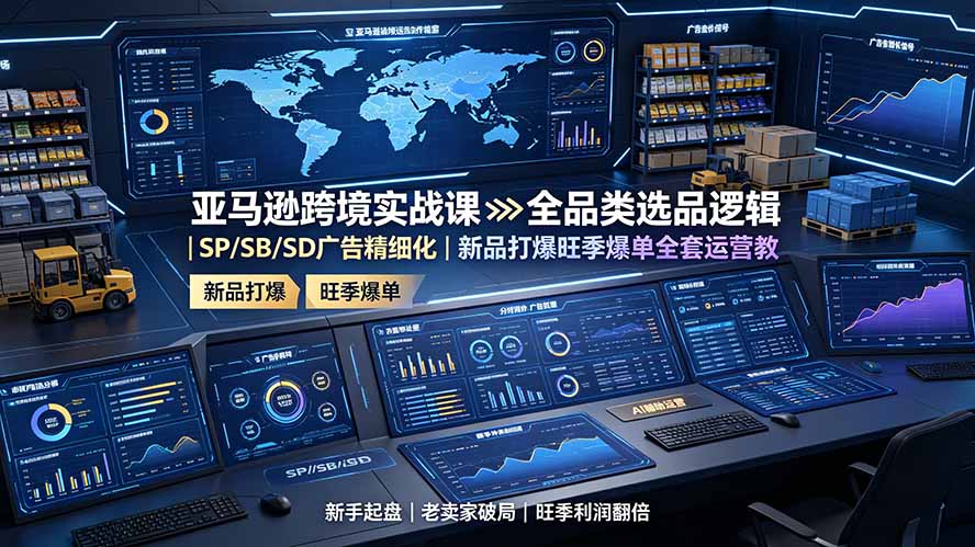 (19352期)亚马逊跨境实战课:全品类选品逻辑|SP/SB/SD广告精细化|新品打爆旺季爆单全套运营教程网创吧-网创项目资源站-副业项目-创业项目-搞钱项目网创吧