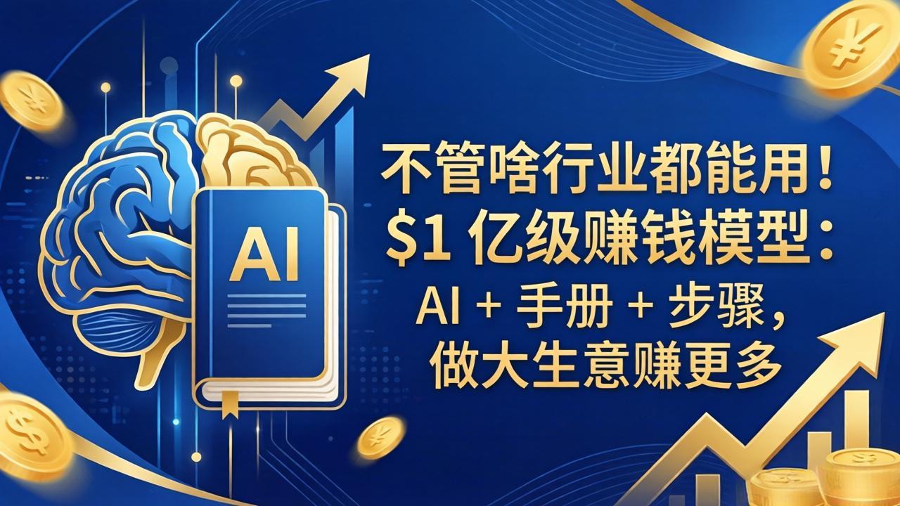 (18055期)不管啥行业都能用!$1 亿级赚钱模型:AI + 手册 + 步骤,做大生意赚更多网创吧-网创项目资源站-副业项目-创业项目-搞钱项目网创吧