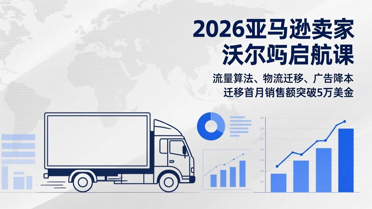 (17416期)2026亚马逊卖家沃尔玛启航课,流量算法、物流迁移、广告降本,迁移首月销售额突破5万美金网创吧-网创项目资源站-副业项目-创业项目-搞钱项目网创吧