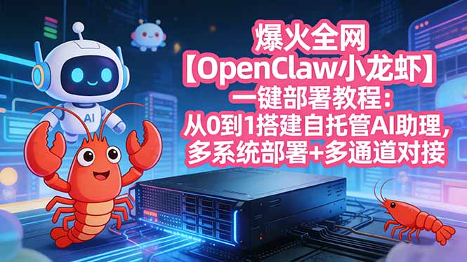 (17612期)爆火全网【OpenClaw 小龙虾】一键部署教程:从0到1搭建自托管AI助理,多系统部署+多通道对接网创吧-网创项目资源站-副业项目-创业项目-搞钱项目网创吧