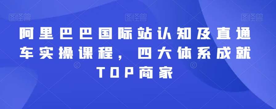 阿里巴巴国际站认知及直通车实操课程,四大体系成就TOP商家网创吧-网创项目资源站-副业项目-创业项目-搞钱项目网创吧
