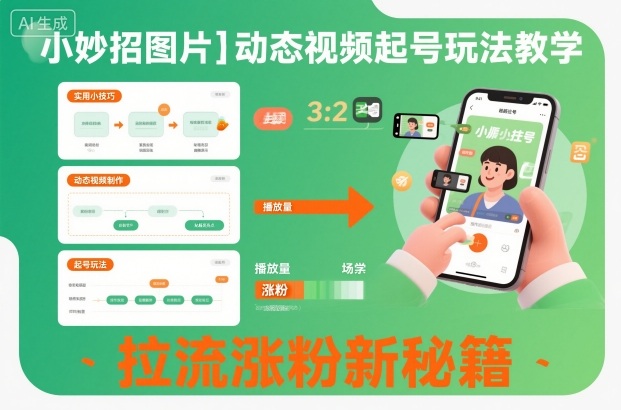 小妙招图片+动态视频起号玩法教学,拉流涨粉新秘籍网创吧-网创项目资源站-副业项目-创业项目-搞钱项目网创吧