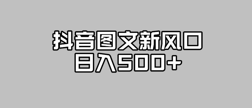 抖音图文最新风口,流量扶持非常高,日入500+【揭秘】网创吧-网创项目资源站-副业项目-创业项目-搞钱项目网创吧