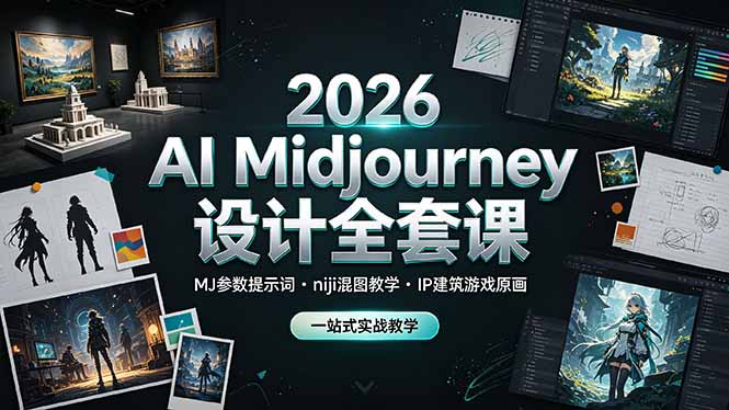 (19209期)2026 AI Midjourney设计全套课,MJ参数提示词niji混图教学,IP建筑游戏原画一站式实战教学网创吧-网创项目资源站-副业项目-创业项目-搞钱项目网创吧