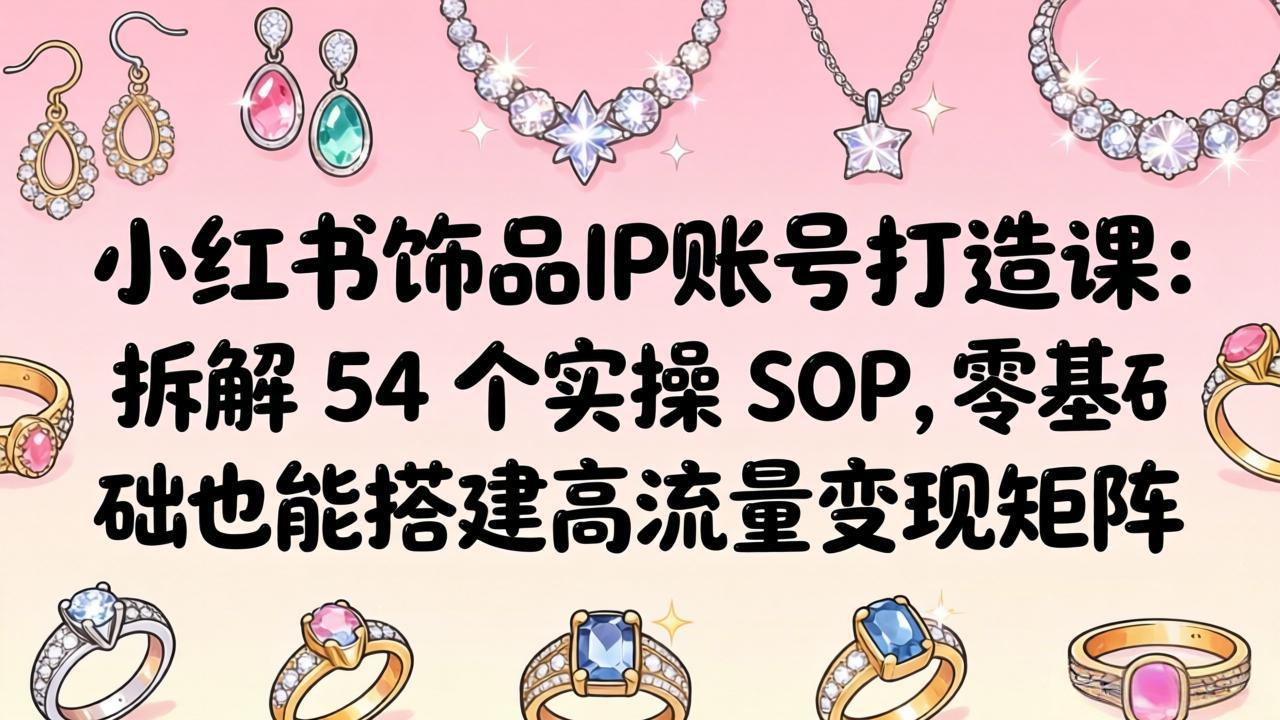 (18101期)小红书饰品IP账号打造课:拆解 54 个实操 SOP,零基础也能搭建高流量变现矩阵网创吧-网创项目资源站-副业项目-创业项目-搞钱项目网创吧