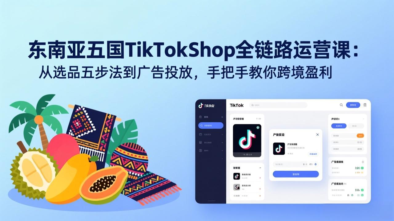 (17511期)东南亚五国TikTok Shop全链路运营课:从选品五步法到广告投放,手把手教你跨境盈利网创吧-网创项目资源站-副业项目-创业项目-搞钱项目网创吧