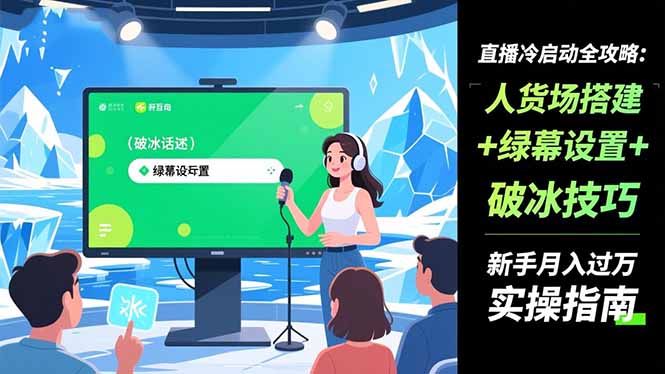 (16605期)直播冷启动全攻略:人货场搭建+绿幕设置+破冰技巧,新手月入过万实操指南网创吧-网创项目资源站-副业项目-创业项目-搞钱项目网创吧