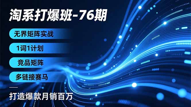 (16914期)淘系打爆班-76期,无界矩阵实战,1词1计划、竞品矩阵、多链接赛马,打造爆款月销百万网创吧-网创项目资源站-副业项目-创业项目-搞钱项目网创吧