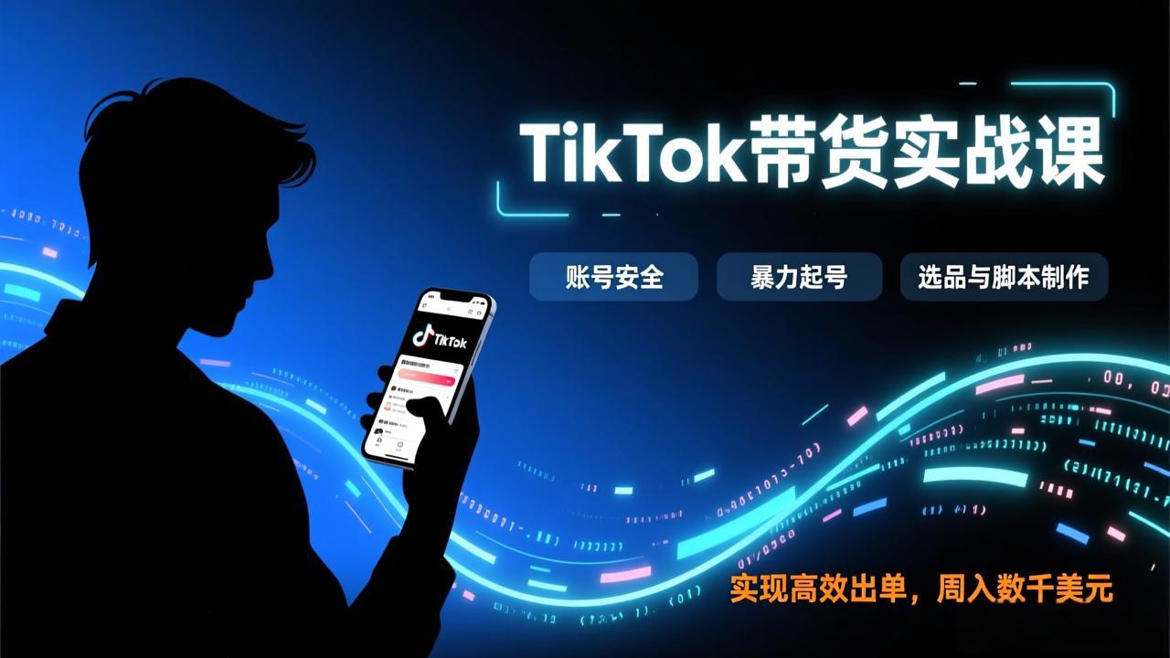 (17278期)TikTok带货实战课,涵盖账号安全、暴力起号、选品与脚本制作,实现高效出单,周入数千美元网创吧-网创项目资源站-副业项目-创业项目-搞钱项目网创吧