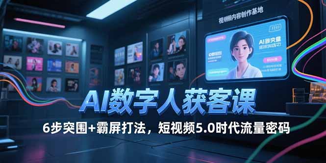 (15247期)AI数字人获客课,6步突围+霸屏打法,短视频5.0时代流量密码网创吧-网创项目资源站-副业项目-创业项目-搞钱项目网创吧
