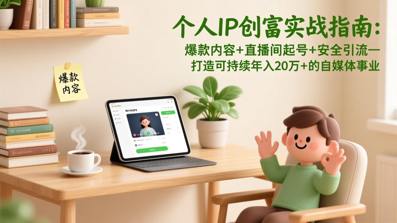 (17217期)个人IP创富实战指南:爆款内容+直播间起号+安全引流,打造可持续年入20万+的自媒体事业网创吧-网创项目资源站-副业项目-创业项目-搞钱项目网创吧