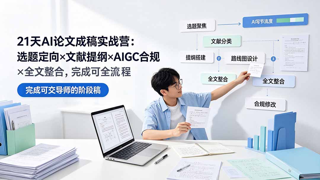 (19334期)21天AI论文成稿实战营:选题定向×文献提纲×AIGC合规×全文整合,完成可交导师的阶段稿网创吧-网创项目资源站-副业项目-创业项目-搞钱项目网创吧