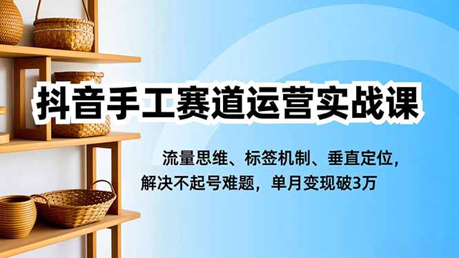 (16667期)抖音手工赛道运营实战课,流量思维、标签机制、垂直定位,解决不起号难题,单月变现破3万网创吧-网创项目资源站-副业项目-创业项目-搞钱项目网创吧