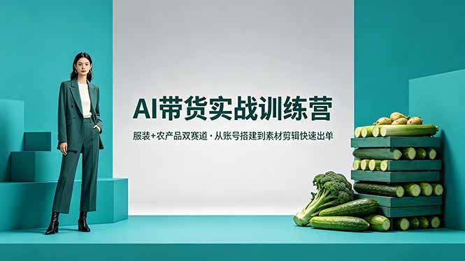 (18355期)AI带货实战训练营,服装+农产品双赛道,从账号搭建到素材剪辑快速出单网创吧-网创项目资源站-副业项目-创业项目-搞钱项目网创吧