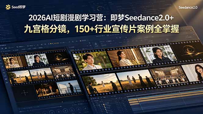(19055期)2026AI短剧漫剧学习营:即梦Seedance2.0+九宫格分镜,150+行业宣传片案例全掌握网创吧-网创项目资源站-副业项目-创业项目-搞钱项目网创吧