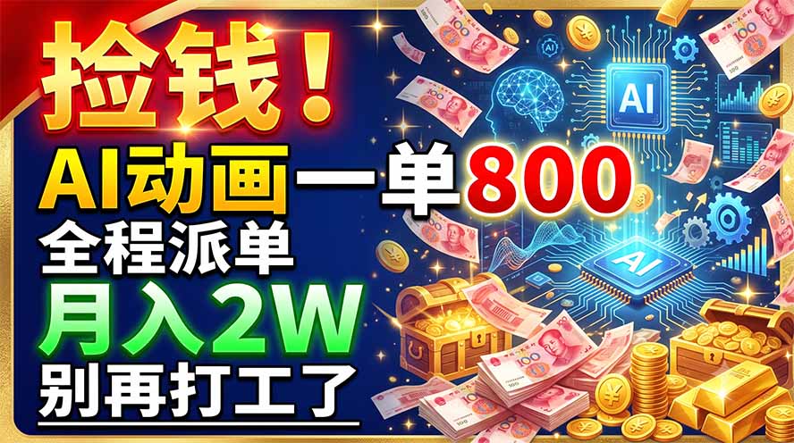（19330期）捡钱！AI动画一单800，全程派单，月入2W，别再打工了网创吧-网创项目资源站-副业项目-创业项目-搞钱项目网创吧