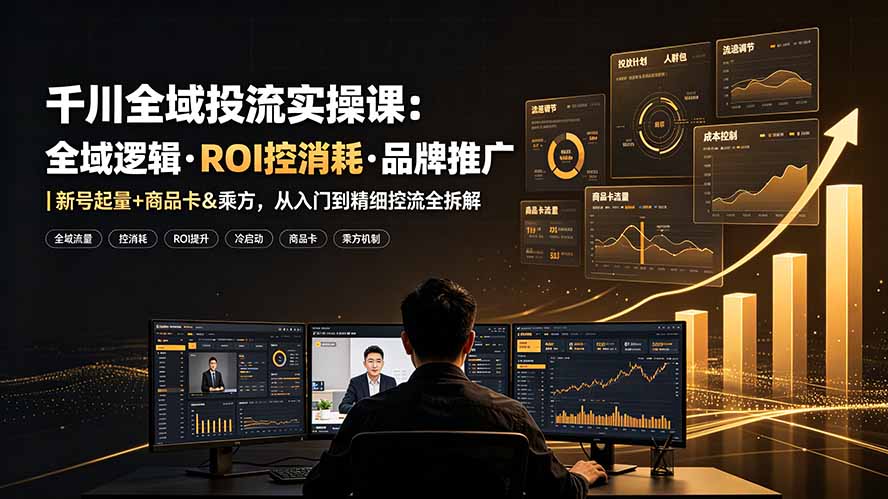 (19249期)千川全域投流实操课:全域逻辑·ROI控消耗·品牌推广|新号起量+商品卡&乘方,从入门到精细控流全拆解网创吧-网创项目资源站-副业项目-创业项目-搞钱项目网创吧