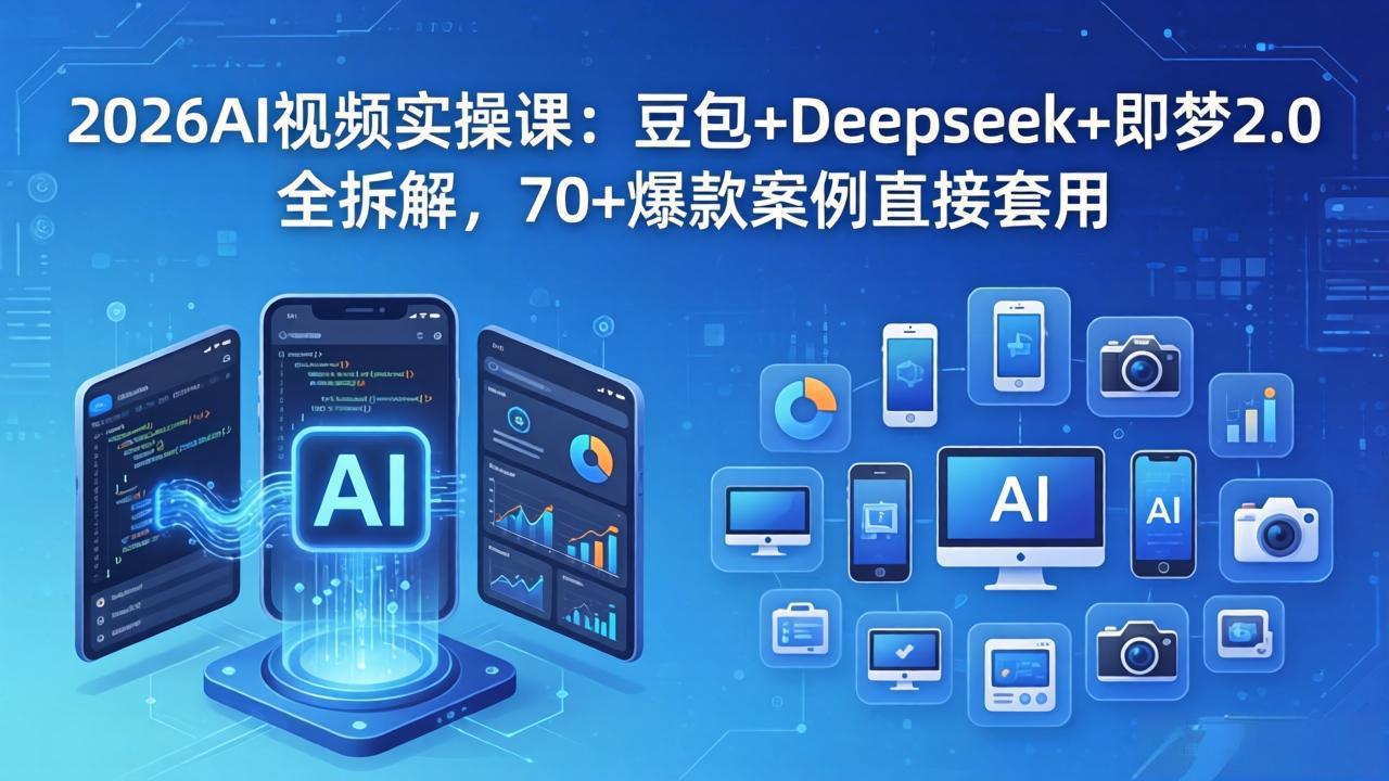 (18263期)2026AI视频实操课:豆包+Deepseek+即梦2.0全拆解,70+爆款案例直接套用网创吧-网创项目资源站-副业项目-创业项目-搞钱项目网创吧