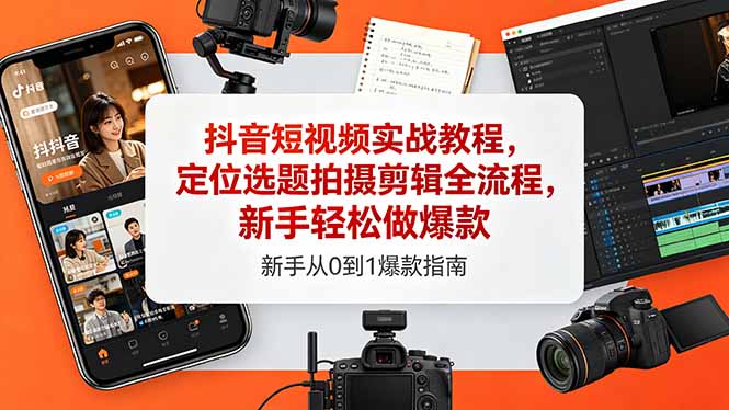 (18524期)抖音短视频实战教程,定位选题拍摄剪辑全流程,新手轻松做爆款网创吧-网创项目资源站-副业项目-创业项目-搞钱项目网创吧