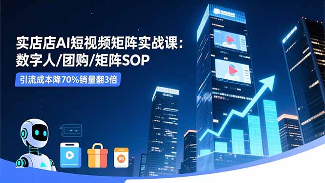(16539期)实体店AI短视频矩阵实战课:数字人/团购/矩阵SOP,引流成本降70%销量翻3倍网创吧-网创项目资源站-副业项目-创业项目-搞钱项目网创吧